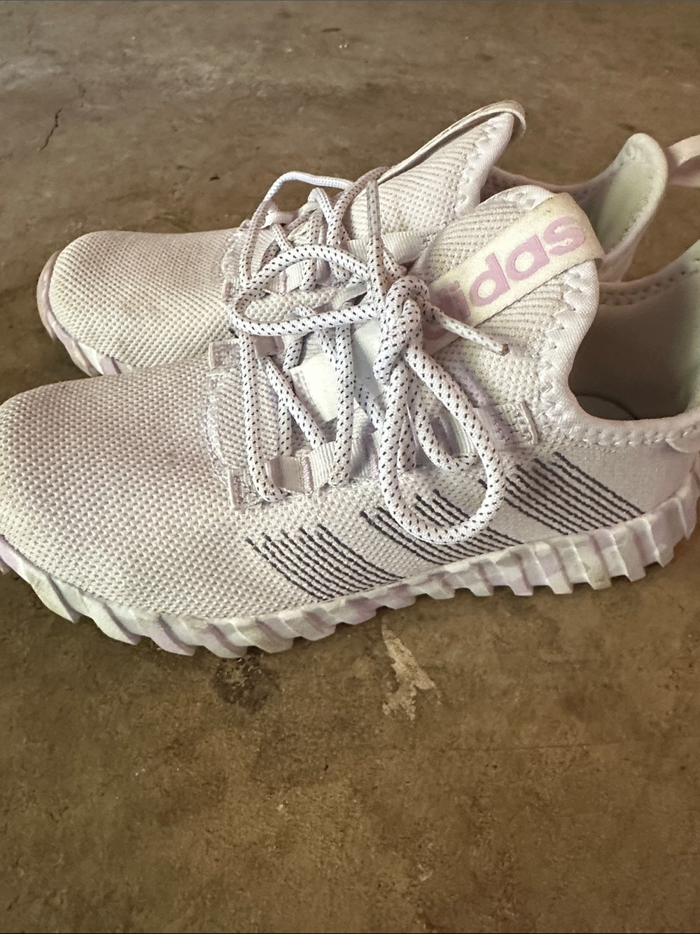 adidas Kids Knit Lace-Up Sneakers - Pale Pink & White